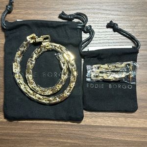 New in Plastic Gold Plated Eddie Borgo Link Necklace and Earrings $875 MSRP